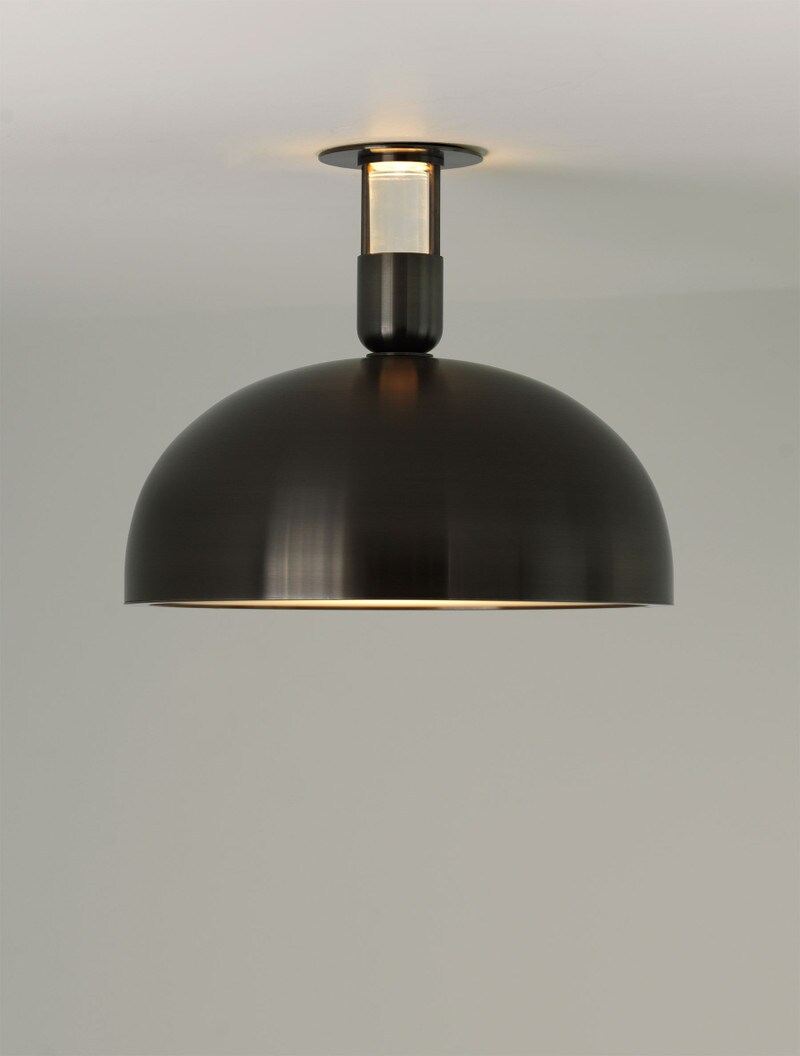 Aria 18" Flush Mount shown in Blackened Brass